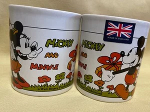 WALT DISNEY MICKEY MOUSE AND MINNIE COFFEE MUG MADE In STAFFORDSHIRE ENGLAND HTF - Picture 1 of 4