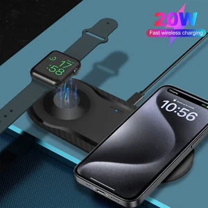 2in1 Wireless Charger Mat Charging Pad For Apple Watch 10/9/8 iPhone 16/15/14/13 - Picture 1 of 24