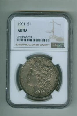 U.S. 1901 MORGAN DOLLAR NGC AU-58 TONED SCARCE DATE - Image 1 of 2