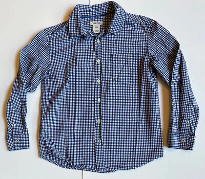 Cherokee Boys Long Sleeve Button-Up Size M Blue and White Checkered - Image 1 of 3