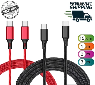 1M 2m Long Type C to C Fast Charger Charging Data Cable For Galaxy Z S22 S23 S24 - Image 1 of 4