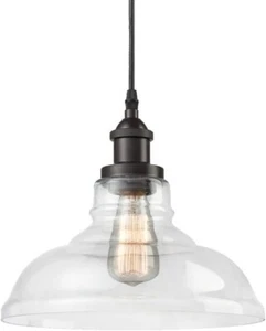 Arvidson Industrial Pendant Glass Hanging Light Vintage Style Kitchen Island NIB - Picture 1 of 8