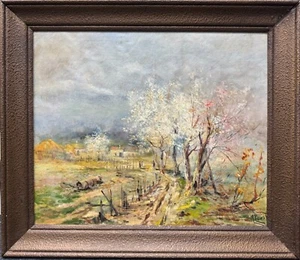 TABLEAU HUILE SUR TOILE DE MAURICE PROUST - Chemin de la ferme - 71 X 61 CM - Picture 1 of 3