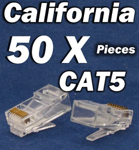 50 X pcs RJ45 Plug Cat5 Modular LAN Network Connector 8P8C Ethernet Cable CAT5e - Picture 1 of 12