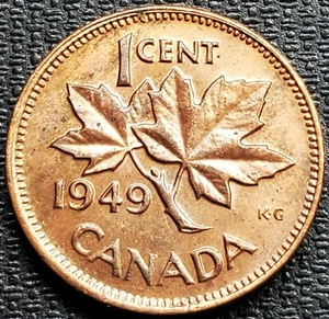 1949 Canada Small Cent Penny ***Brilliant UNC Fresh From the Roll MS++*** - Imagen 1 de 2