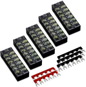 15pcs 5 Sets 6 Positions Dual Row 600V 25A Screw Terminal Strip Blocks with + 6 - Picture 1 of 8
