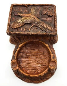 Vintage Cigarette Box Ashtray Faux Wood Pheasant on Lid Multi Products 1955 - Picture 1 of 9