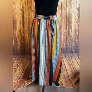 Gonna midi multicolore a righe vita elastica Cupio Blush donna taglia M - Foto 1 di 9