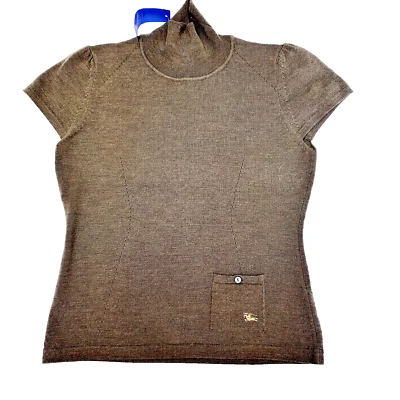 Suéter de cuello alto verde oscuro tejido manga corta Burberry para mujer talla M Italia Foto 1 de 4