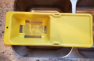 Vintage Rubbermaid Party Plan Yellow Over The Sink Colander Produce Prep Station - Picture 1 of 7