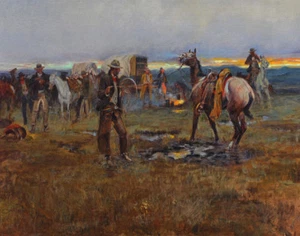 Charles Russell When Horses Talk War There's Slim Chance For Truce Canvas Print  - Picture 1 of 4