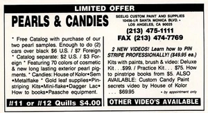 1990 Pearls & Candies Vernice Personalizzata Los Angeles CA Stampa Lowrider Vintage Annuncio 3x5" - Foto 1 di 5