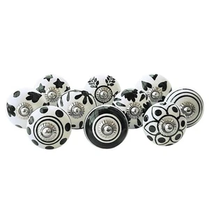 Hand Painted Vintage Ceramic Knobs for Kitchen Cabinet & Drawer Pulls Set of 10 - Picture 1 of 7
