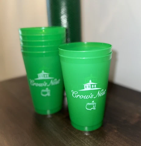 Masters Golf Plastic Drink Cups Collectible Green Augusta “Crow’s Nest” (4 CUPS) Cover