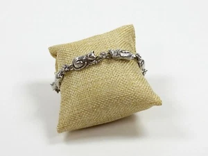 Vintage 925 Sterling Silver Signed Carol Felley Link Bracelet with Cat Design - Picture 1 of 6
