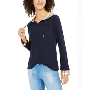 Tommy Hilfiger Damen Hoodie Kontrast Karo Waffel Strick TEDO - Bild 1 von 2