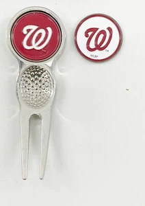 MLB Golf Divot Repair Tool Silver w/ Ballmark Washington Nationals - Picture 1 of 2