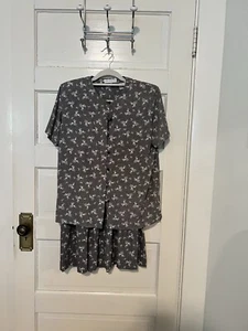 Liz Claiborne Rock Anzug grau weiß Blumendruck Outfit Set Größe 12 Vintage - Bild 1 von 3