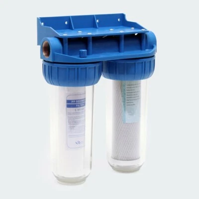 CONTENITORE FILTRO DEPURATORE ACQUA CARBONI ATTIVI E IMPURITA' DA 3/4 CON STAFFA - Image 1 of 4