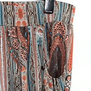 Pantalones grandes sedosos fluidos Roomates para mujer bolsillos cónicos para piernas corales verde azulado - Imagen 1 de 6