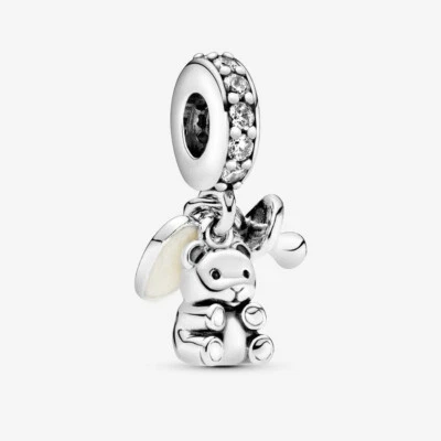 PANDORA Charm Anhänger Bead Sterlingsilber Baby Teddybär Steine weiß 792100CZ - Bild 1 von 4