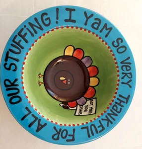 Lorrie Veasey Our Name Is Mud Bowl I Yam So Thankful For Our Stuff Turkey - Picture 1 of 11