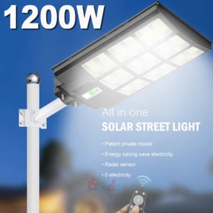1200W LED Solar Street Light with Remote Control Waterproof Garden Parking Lot - Picture 1 of 24