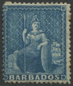 Barbados Stamps 1872 1d Blue SG52 Wk Sm/St P14.75 (Missperf)G/F U/Mint Cat £325 - Picture 1 of 3
