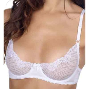 Women's Timpa 16449 Alice Lace Underwire Demi Bra (White 34B) - Picture 1 of 2
