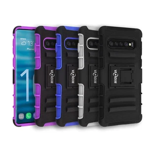 For Galaxy S10 Case S10e S10 Plus Case Heavy Dual Layer Cover Built-in Kickstand - Picture 1 of 29