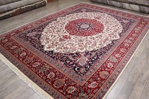 9x12 Ivory Colour Oriental Wool rug 270x360 Cms Carpet - Picture 1 of 9