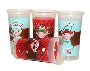 Tupperware Bell Tumblers & Tote Bag Christmas Elf Holiday 5 Pc. Set NEW 🎄❄️ - Picture 1 of 4