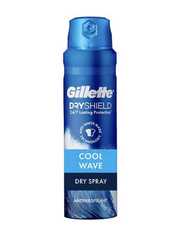 LOTE 2 Gillette Dryshield Cool Wave Dry Spray Antitranspirante Desodorante 4.3oz Foto 1 de 1