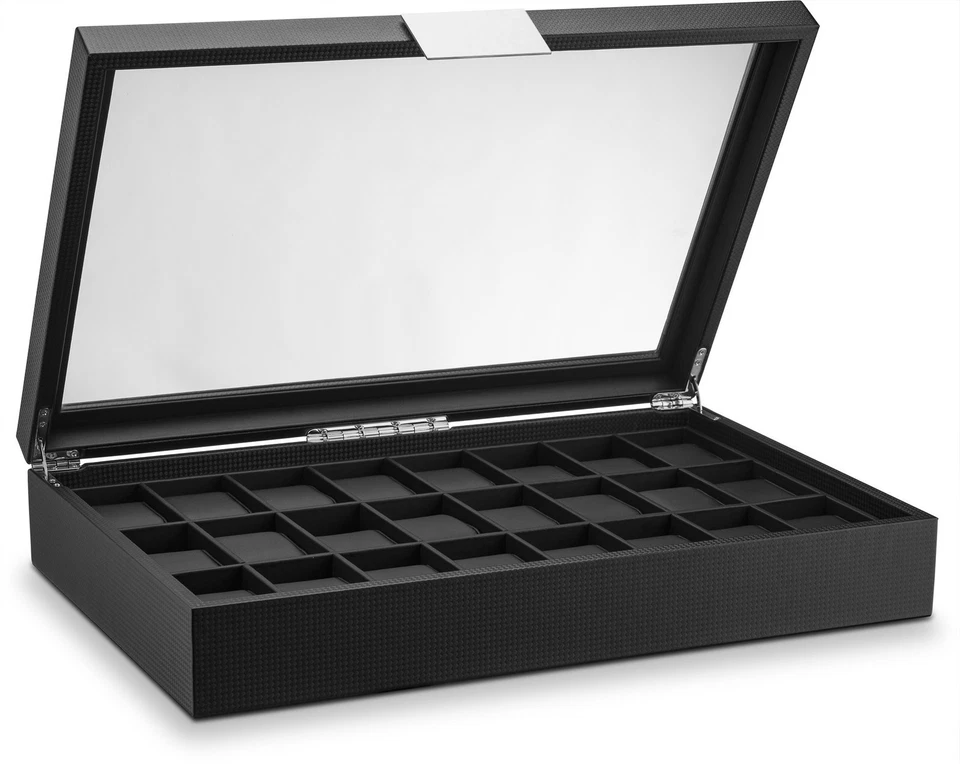 Decorative Boxes Watch for Men - 24 Slot Flat Luxury Display Case Organizer
