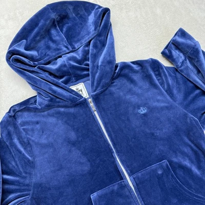 Juicy Couture Shirts Womens XXL Velour Full Zip Hoodie Indigo Crown Logo Y2K - Image 1 of 4