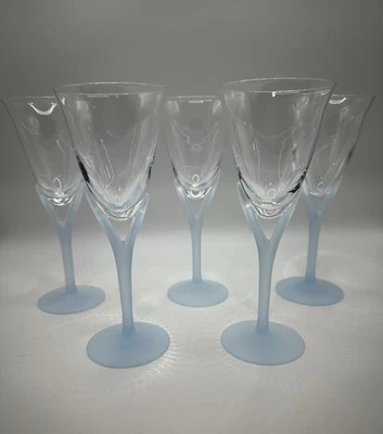 5 Sasaki Blue Frosted Dove Stem Branch CordialGlass 6” T Elegant - Image 1 of 4