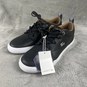 Lacoste Bayliss Leather Sneaker Shoes Mens US 7 UK 6 EU 39.5 Black Ortholite NWT - Picture 1 of 13