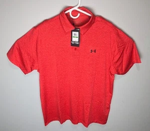 NEW Men's Under Armour Playoff Polo Shirt Red Size Large MSRP $65.00 - Picture 1 of 6