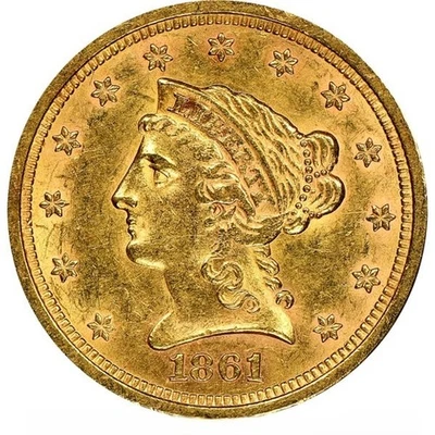 1861-S Quarter Eagle $2.50 NGC MS60 - Image 1 of 4