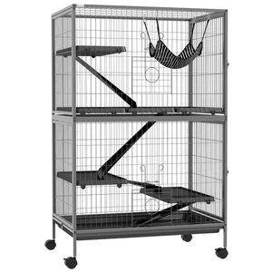 PawHut Small Animal Cages for Chinchilla Ferret Kitten on Wheels W/ Hammock Tray - Picture 1 of 11