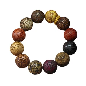 1Pc Beaded Bracelet Carved Prayer Wood Unisex Buddhist Jewelry Sandalwood USA - Picture 1 of 8