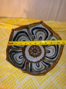 Vintage Ken Edwards Tonala Pottery Lotus Flower Large Serving Bowl 11" Mexico - Picture 1 of 6