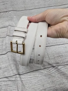 Vintage Coach weißer Ledergürtel Gr. 42 #7600 echtes handschuhgegerbtes Rindsleder & Messing - Bild 1 von 8