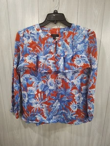 J. Crew Ratti Rio Floral Popover Print Shirt Top Size TL Cruise Beach Tropical - Bild 1 von 7