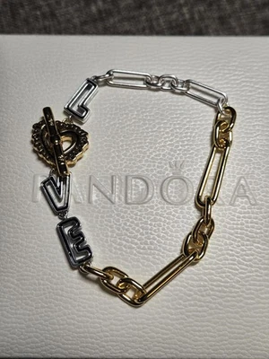 Pandora Two-Tone LOVE Chain Bracelet - Image 1 of 4