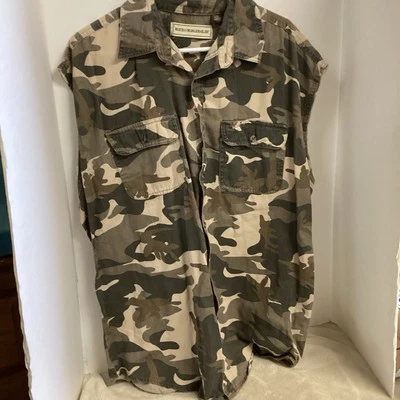 Bit Bridle Shirt Mens 2 XL Button Up Sleeveless Camouflage EUC - Image 1 of 4