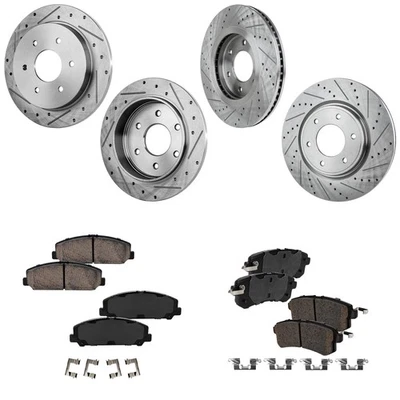 Kit de rotores y pastillas de disco de freno delanteros y traseros para Nissan Armada 2017 2018 2019 Foto 1 de 4