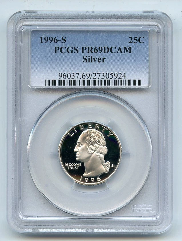 1996 S 25C Silver Washington Quarter Proof PCGS PR69DCAM - Image 1 of 1