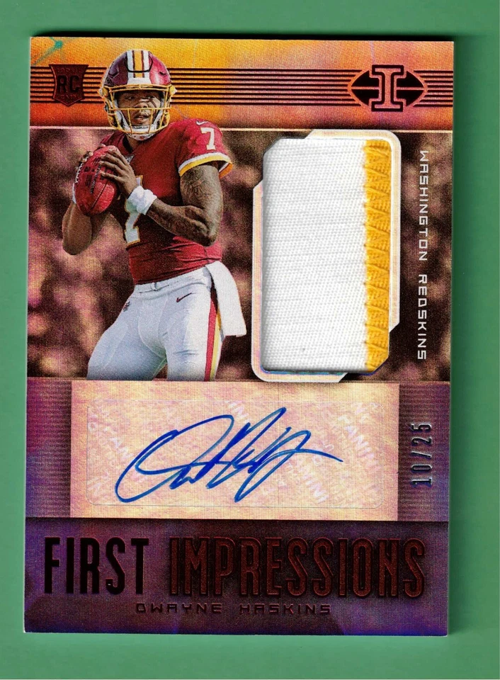 2019 PANINI ILLUSIONS DWAYNE HASKINS AUTO JERSEY PATCH ROOKIE RC 10/25 REDSKINS - Image 1 of 2