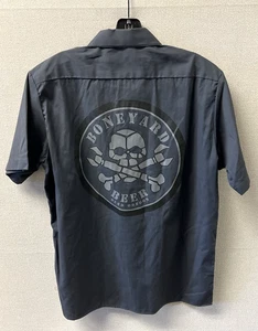 Boneyard Beer Dickies Arbeitshemd grau Knopfleiste Bend Oregon Größe Medium mit Etikett - Bild 1 von 3